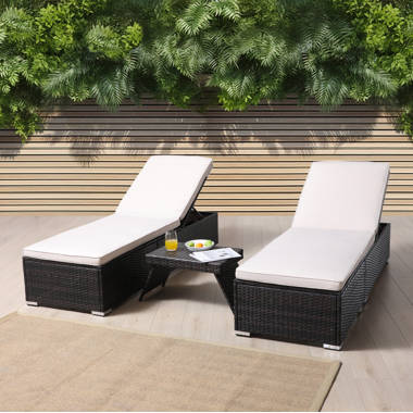 Putney sun lounger set with cushions and table sale